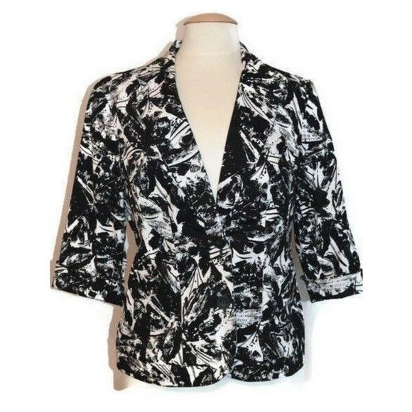 Coldwater Creek Black White Floral Print Blazer - Picture 1 of 4